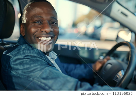 Joyful Driver on a Test Drive 113196025