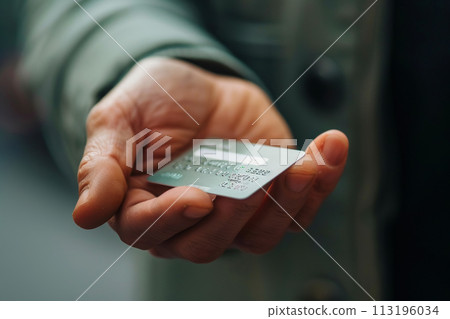 Senior Hand with Medicare Card 113196034