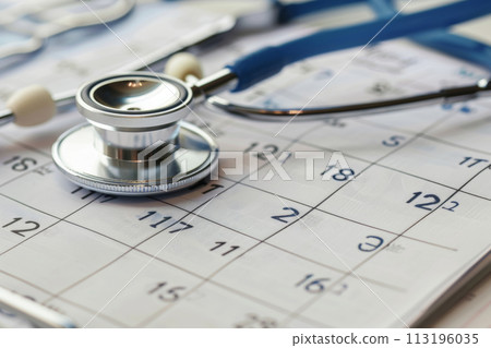 Stethoscope on a Medical Calendar 113196035