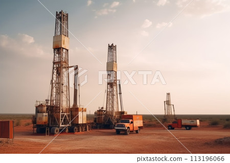 Desert Oil Drilling Rigs Desert Oil Drilling Rigs 113196066