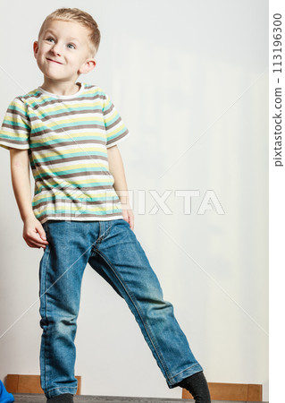 Little boy have fun alone at home. Little boy have fun alone at home. 113196300