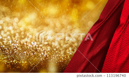The Gold Background and red curtains 3d rendering. 113196740