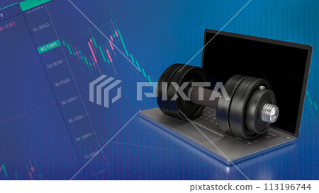 The dumbbell and Notebook for bodybuilding or life style concept 3d rendering. The dumbbell and Notebook for bodybuilding or life style concept 3d rendering. 113196744
