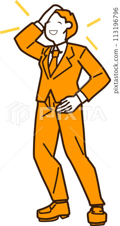 Illustration of a businessman standing and smiling 113196796