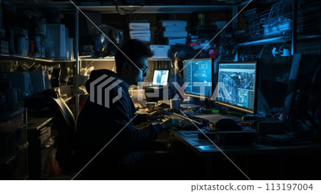 Focused Work in a Tech-Driven Workspace Ai generated Focused Work in a Tech-Driven Workspace Ai generated 113197004