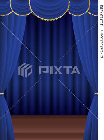 Blue curtain, blue curtain, blue curtain stage, vertical 113197292