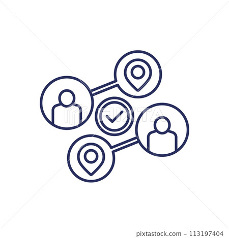 relocate, relocation line icon on white relocate, relocation line icon on white 113197404