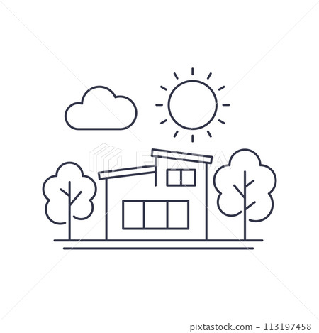 modern house line art, vector modern house line art, vector 113197458
