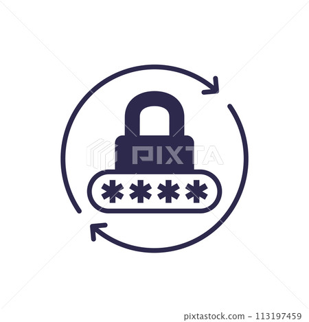 password reset, security icon, vector pictogram password reset, security icon, vector pictogram 113197459