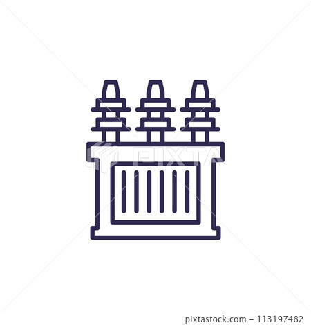 substation line icon, electric transformer 113197482