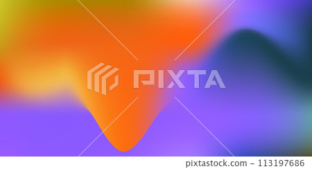 Abstract bright orange and purple wavy gradient digital watercolor background. Trendy vibrant red and violet colours liquid backdrop for ui design, banner, technology business poster 113197686