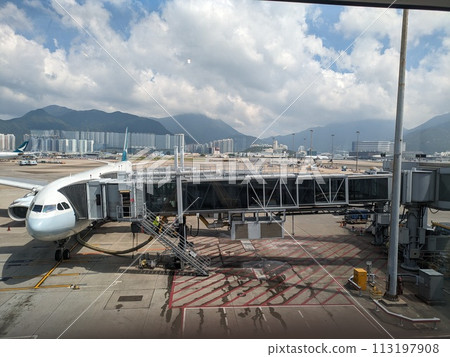 Passenger aircraft before departure 113197908