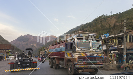 Main road in central Nepal / Mugling, Prithvi Highway, Nepal Main road in central Nepal / Mugling, Prithvi Highway, Nepal 113197954