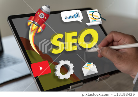 Seo Search Engine Optimization For Web Content Digital marketing media man using and typing on a digital tablet Seo Search Engine Optimization For Web Content Digital marketing media man using and typing on a digital tablet 113198429