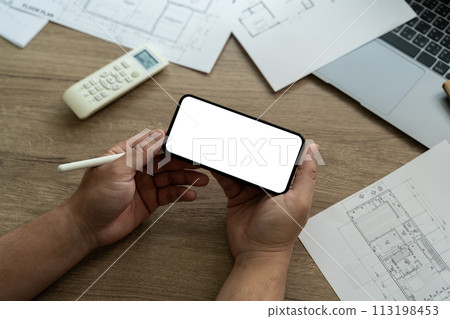 new phone Technology smartphone with blank screen and modern frame less design 113198453