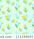 Watercolor dandelion field seamless pattern with light background for cover, packaging, fabric decorative design. Abstract texture. 113199043