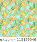 Watercolor dandelion field seamless pattern with light background for cover, packaging, fabric decorative design. Abstract texture. 113199046