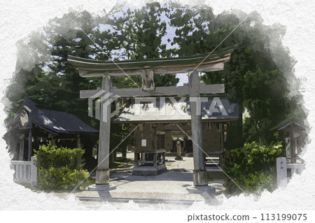 Watercolor style Yaegaki Shrine Torii Gate Matsue City, Shimane Prefecture 113199075