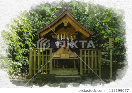 水彩風八重垣神社天橋神社島根縣松江市 水彩風八重垣神社天橋神社島根縣松江市 113199077