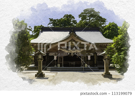 水彩風八重垣神社參拜殿 島根縣松江市 113199079