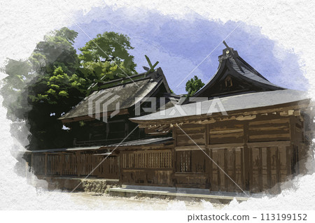 水彩風格八重垣神社正殿 島根縣松江市 113199152