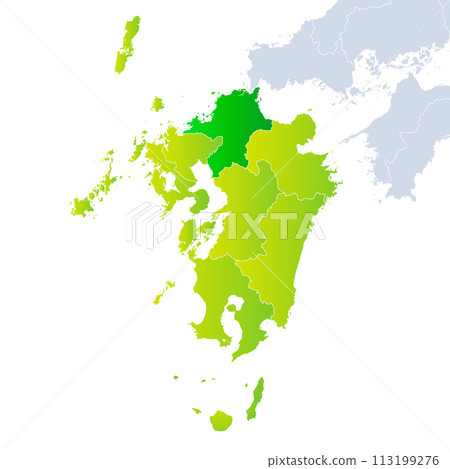 福岡縣地圖和九州地區 福岡縣地圖和九州地區 113199276