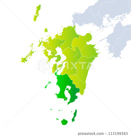 鹿兒島縣地圖和九州地區 113199383