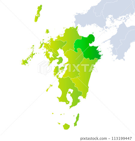 Oita Prefecture Map and Kyushu Region 113199447