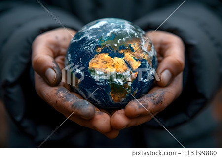 Earth in hand 1 AI-generated image 113199880