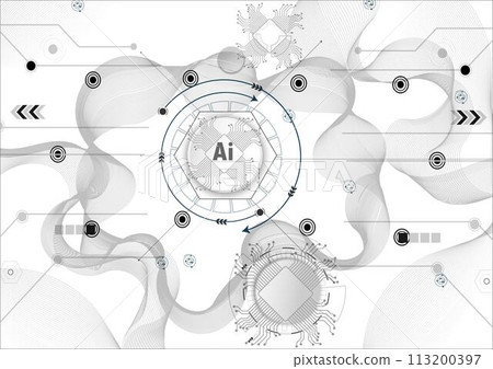 Chatbot OpenAi and line technology network background. Smart AI or Artificial Intelligence vector illustration using Chatbot.Digital technology. 113200397