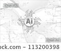 Chatbot OpenAi and line technology network background. Smart AI or Artificial Intelligence vector illustration using Chatbot.Digital technology. 113200398