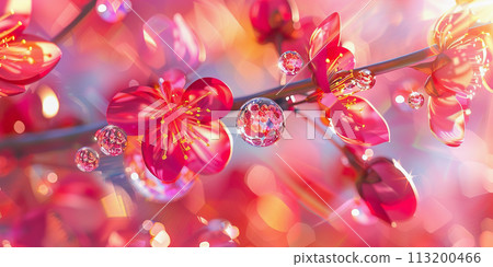 Cherry Blossoms wall art. Spring dreamy gradient floral poster design Cherry Blossoms wall art. Spring dreamy gradient floral poster design 113200466