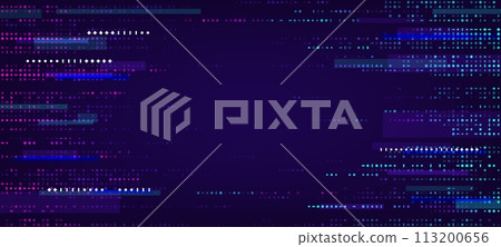 Game glitch background or abstract TV screen with noise pixels, vector effect texture. TV screen digital error or VHS video and retro television broken signal on blue background of glitch noise screen 113200656