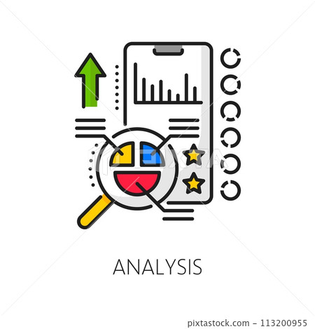Web app development icon of analysis and optimization of mobile application, line vector. Web app coding and software testing for UI and UX analytics in security, encryption and debugging monitoring Web app development icon of analysis and optimization of mobile application, line vector. Web app coding and software testing for UI and UX analytics in security, encryption and debugging monitoring 113200955