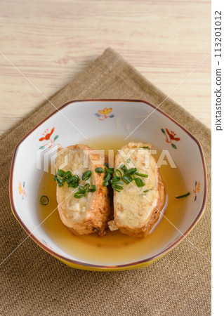 Deep-fried tofu stuffed with meat and sauce Deep-fried tofu stuffed with meat and sauce 113201012