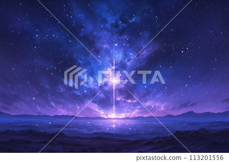 寂靜的太空中綻放的星辰光彩：為幻夜著色的光之集合 AI 生成 81 113201556