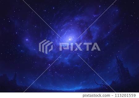 The brilliance of stars blooming in the silence of space: Ensemble of light that colors the phantom night AI-generated 83 113201559