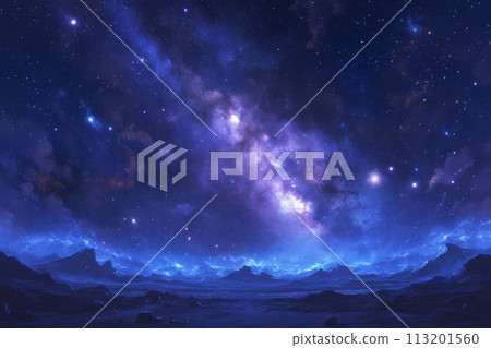 The brilliance of stars blooming in the silence of space: Ensemble of light that colors the phantom night AI-generated 84 113201560