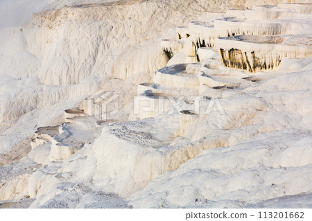Travertine terraces of Pamukkale. Turkey Travertine terraces of Pamukkale. Turkey 113201662