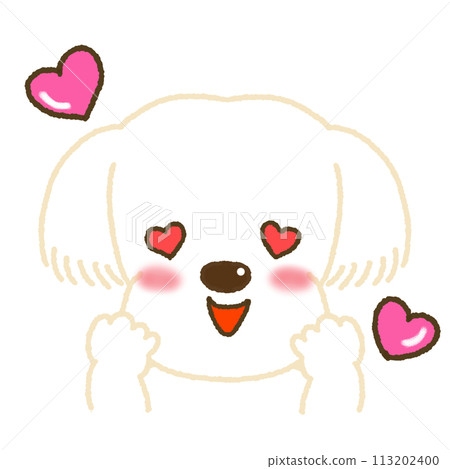 Illustration of a Maltese dog with a dreamy expression 113202400