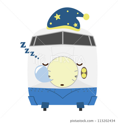 Illustration of a sleeping 0 series Shinkansen train Illustration of a sleeping 0 series Shinkansen train 113202434