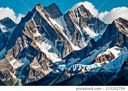 winter panorama of high mountains 113202709