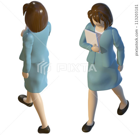 Walking business woman overhead angle 113203181