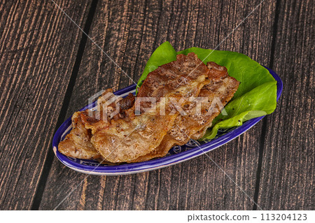 Roasted sliced pork fat bacon Roasted sliced pork fat bacon 113204123