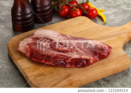 Raw beef chuck roll steak Raw beef chuck roll steak 113204314