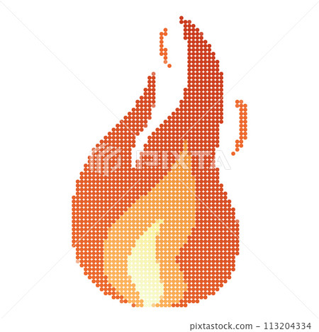 Dots Pixel Fire flames, bright fireball, heat wildfire and red hot bonfire, red fiery flames. Dots Pixel Fire flames, bright fireball, heat wildfire and red hot bonfire, red fiery flames. 113204334