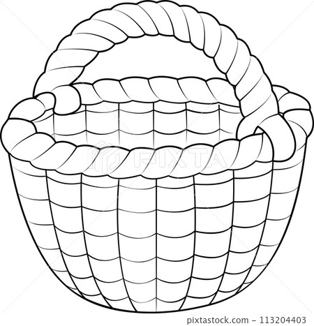 Empty wicker basket. Black and white isolated on white background basket. 113204403