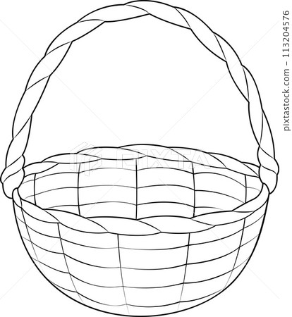 Empty wicker basket. Black and white isolated on white background basket. Empty wicker basket. Black and white isolated on white background basket. 113204576