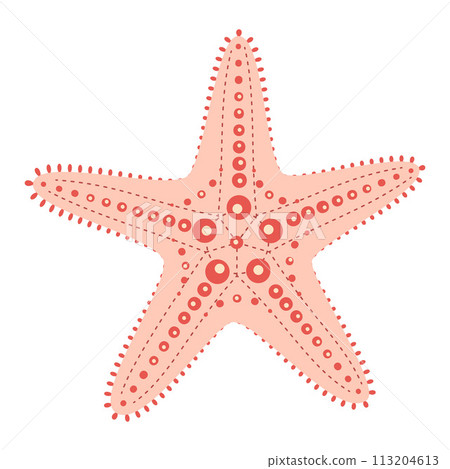 Pink Starfish flat icon. Sea animal cartoon style. Echinoderm. Underwater world 113204613