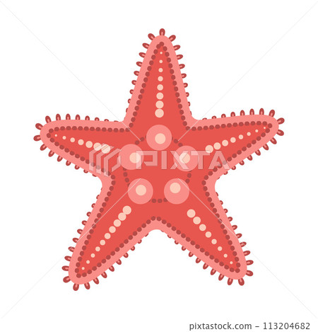 Red Starfish flat icon. Sea animal cartoon style. Echinoderm. Underwater world 113204682